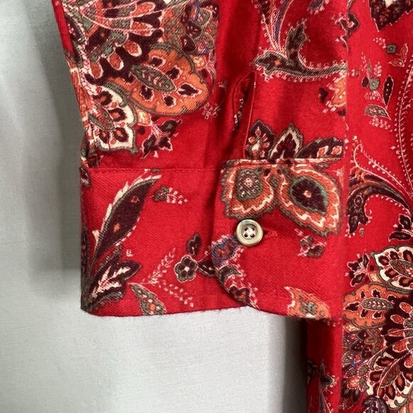 Lauren Ralph Lauren Womens Red Paisley Sleep Shirt Chest Gold Emblem Sz L Prepp - Picture 5 of 12
